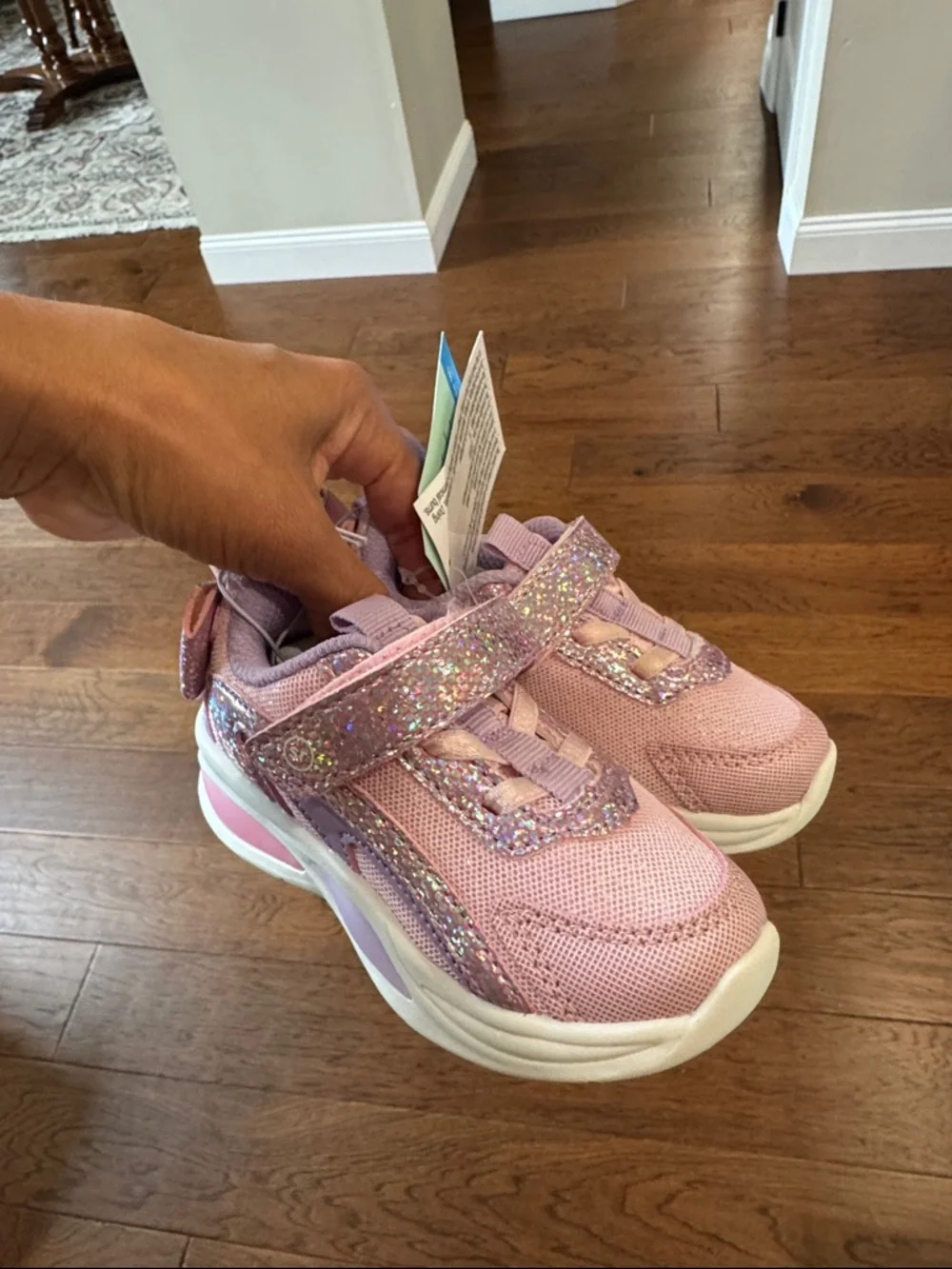 Stride Rite Pink Glitter Light-Up Kids Sneakers
